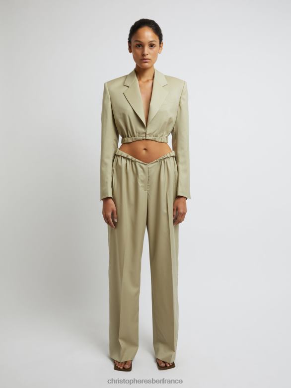 pantalon contorsionné 4680H127 mastic vêtements Christopher Esber