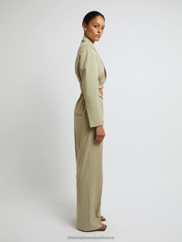 pantalon contorsionné 4680H127 mastic vêtements Christopher Esber