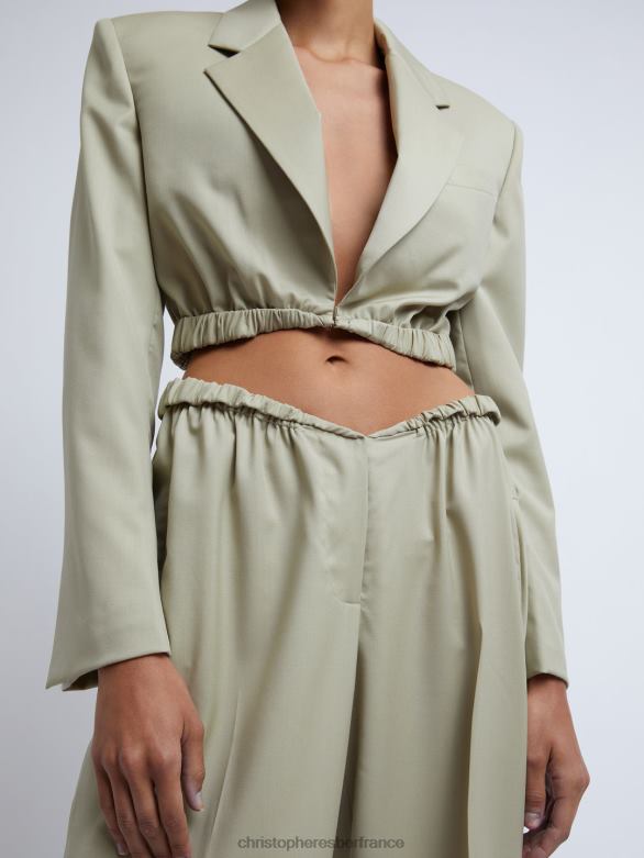 pantalon contorsionné 4680H127 mastic vêtements Christopher Esber