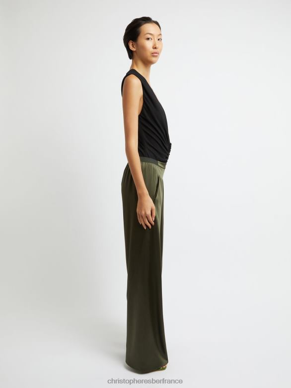 pantalon en biais de soie 4680H128 algue vêtements Christopher Esber