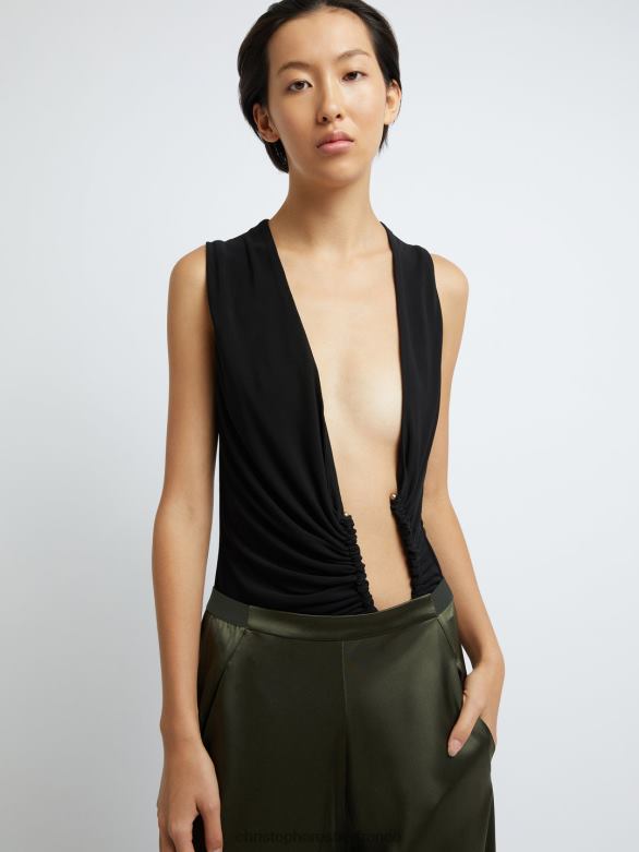 pantalon en biais de soie 4680H128 algue vêtements Christopher Esber