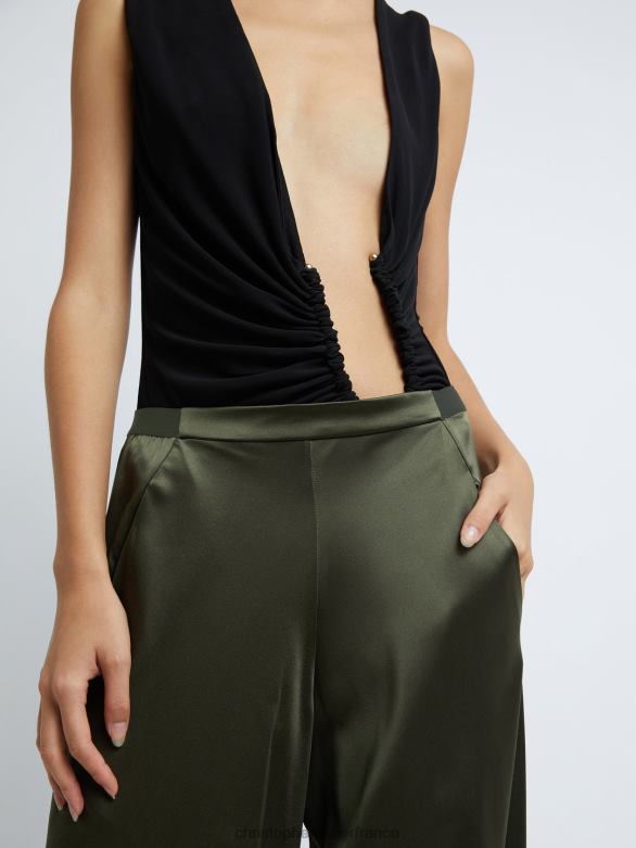 pantalon en biais de soie 4680H128 algue vêtements Christopher Esber