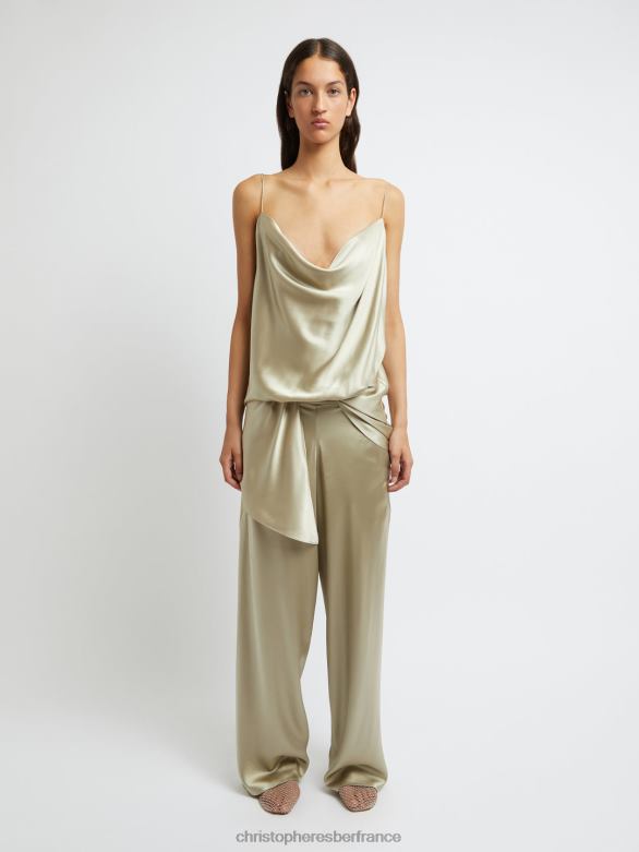 pantalon en biais de soie 4680H129 mastic vêtements Christopher Esber