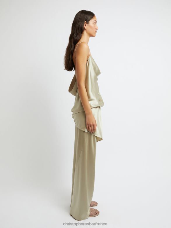 pantalon en biais de soie 4680H129 mastic vêtements Christopher Esber