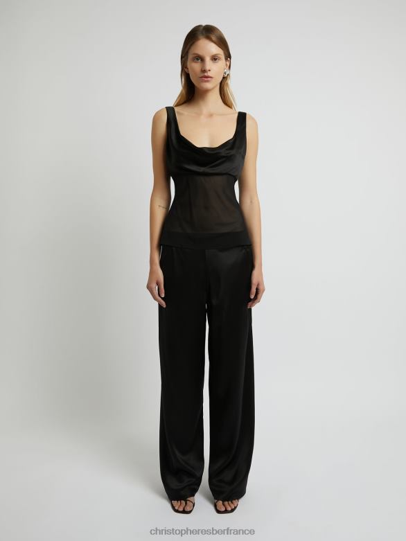 pantalon en biais de soie 4680H136 noir vêtements Christopher Esber
