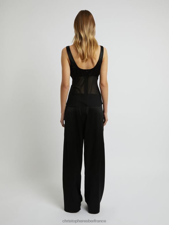 pantalon en biais de soie 4680H136 noir vêtements Christopher Esber