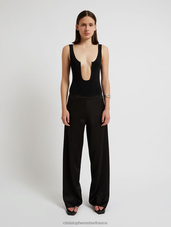 pantalon en biais en satin 4680H138 noir vêtements Christopher Esber