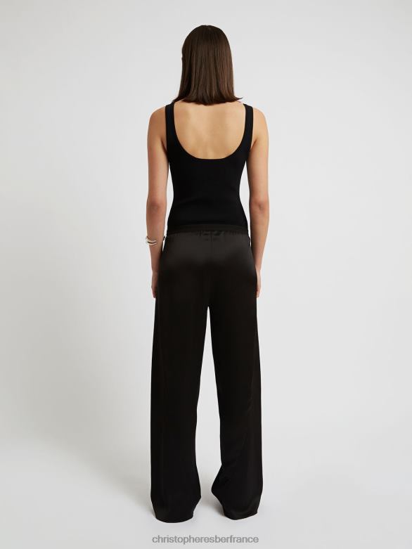 pantalon en biais en satin 4680H138 noir vêtements Christopher Esber