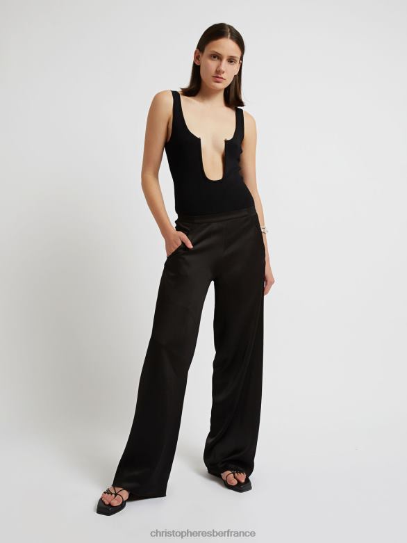 pantalon en biais en satin 4680H138 noir vêtements Christopher Esber