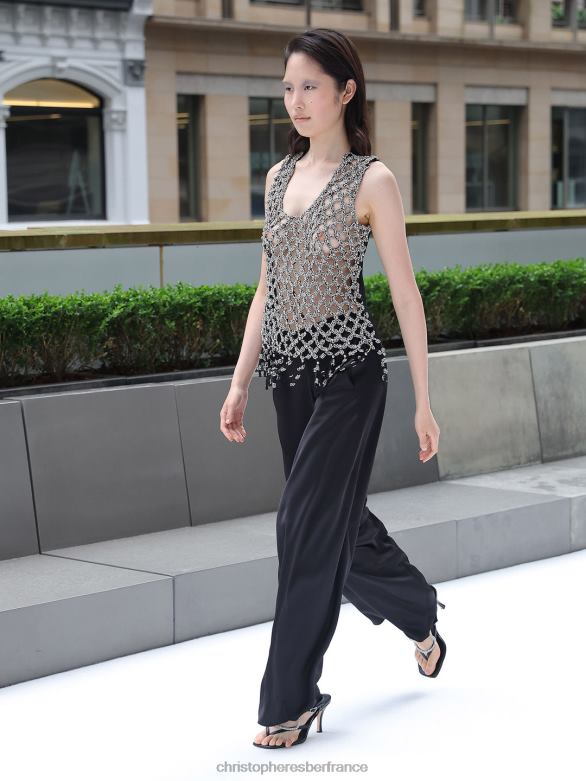 pantalon en biais en satin 4680H138 noir vêtements Christopher Esber