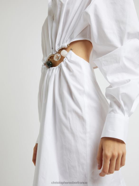 Folia - Robe chemise à boucle flottante 4680H47 blanc vêtements Christopher Esber