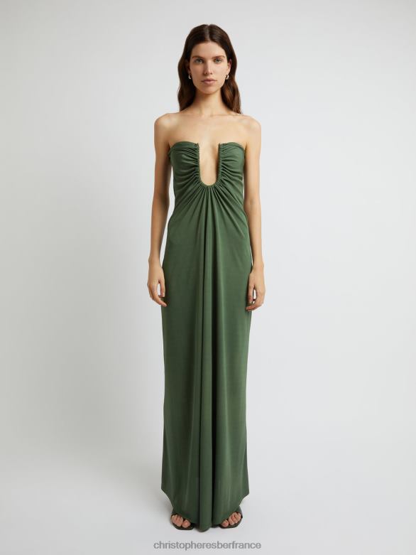 robe bustier à paume arquée 4680H22 bouteille verte vêtements Christopher Esber