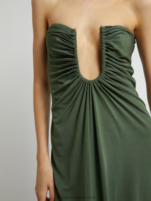 robe bustier à paume arquée 4680H22 bouteille verte vêtements Christopher Esber