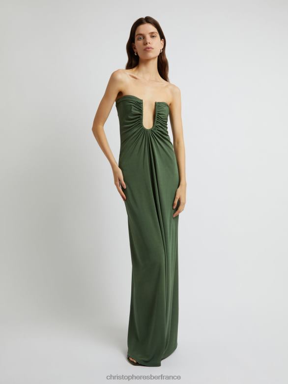 robe bustier à paume arquée 4680H22 bouteille verte vêtements Christopher Esber