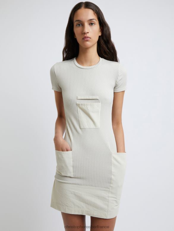 robe côtelée à poches parida 4680H24 sable vêtements Christopher Esber