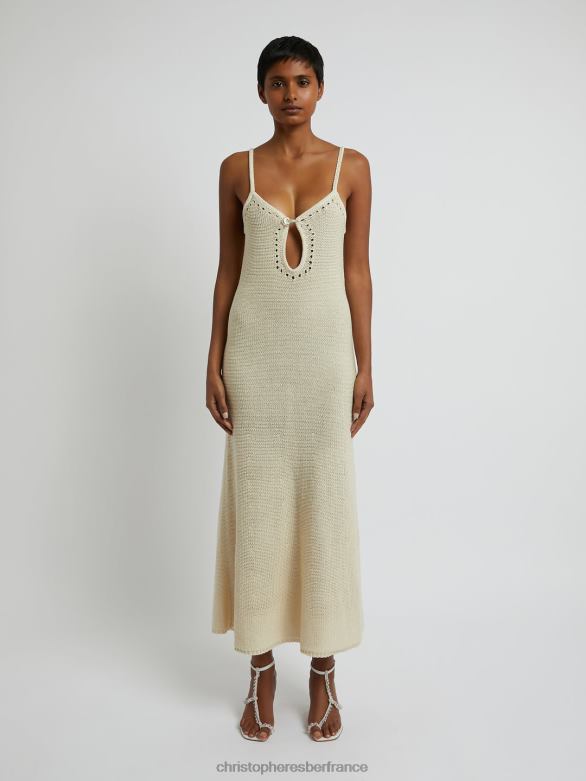 robe caraco en pointelle 4680H1 abricot vêtements Christopher Esber