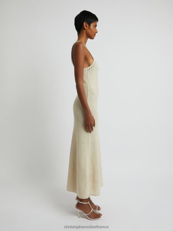 robe caraco en pointelle 4680H1 abricot vêtements Christopher Esber