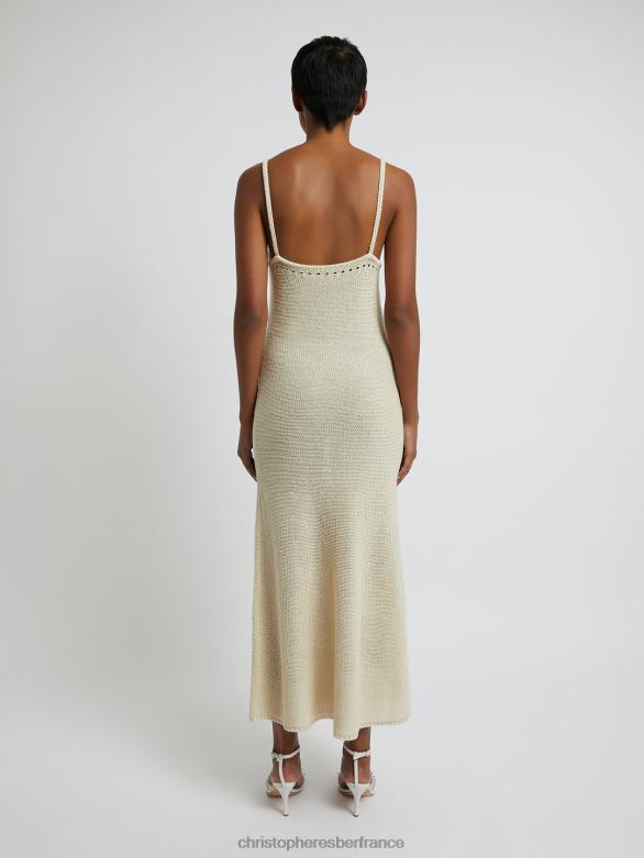 robe caraco en pointelle 4680H1 abricot vêtements Christopher Esber