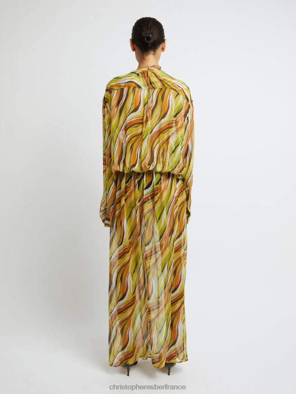 robe-chemise en soie folia Falls 4680H8 psych/folia/imprimé vêtements Christopher Esber