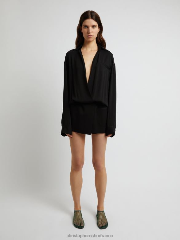 robe chemise micro aulenti 4680H43 noir vêtements Christopher Esber