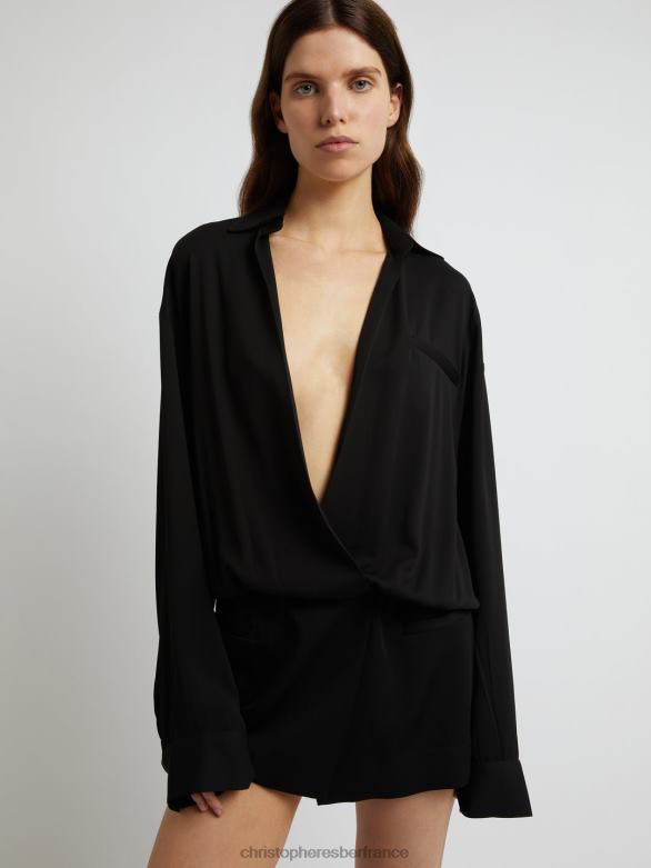 robe chemise micro aulenti 4680H43 noir vêtements Christopher Esber