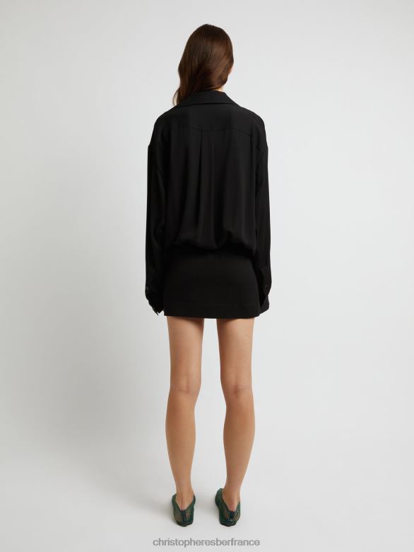 robe chemise micro aulenti 4680H43 noir vêtements Christopher Esber