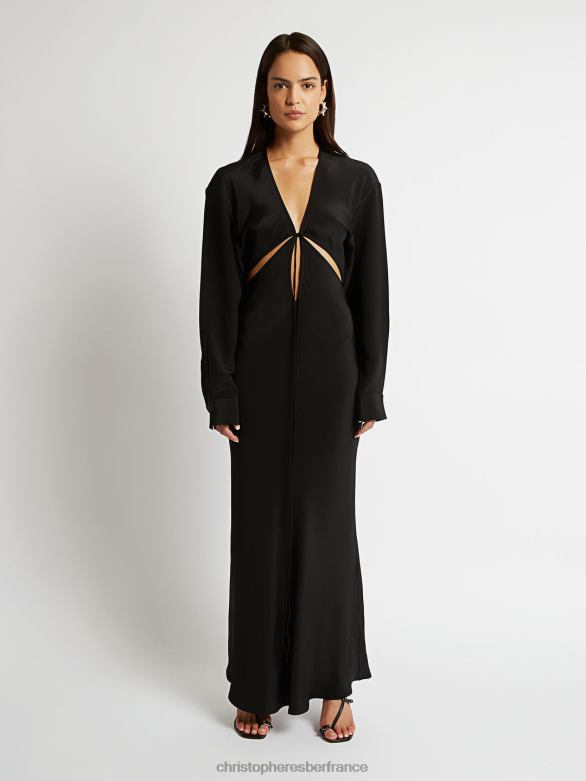 robe chemise triquetra nouée sur le devant 4680H68 noir vêtements Christopher Esber