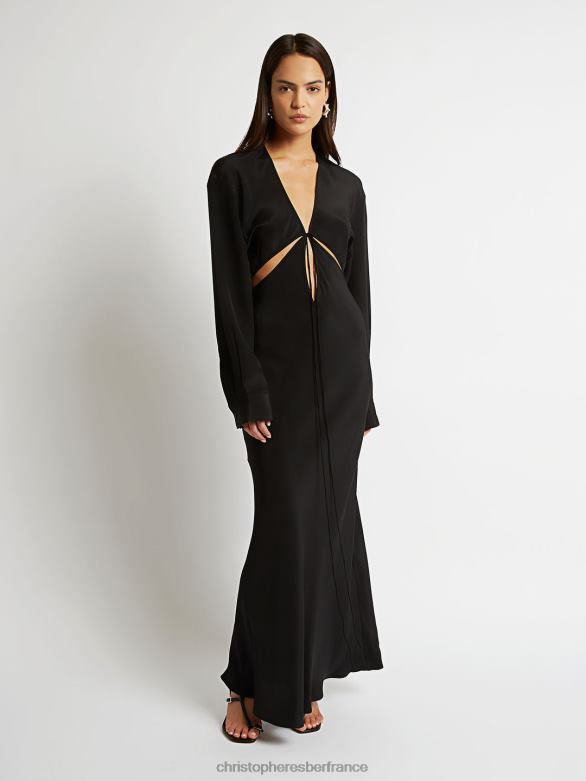 robe chemise triquetra nouée sur le devant 4680H68 noir vêtements Christopher Esber