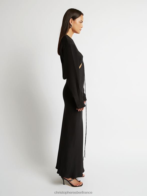 robe chemise triquetra nouée sur le devant 4680H68 noir vêtements Christopher Esber