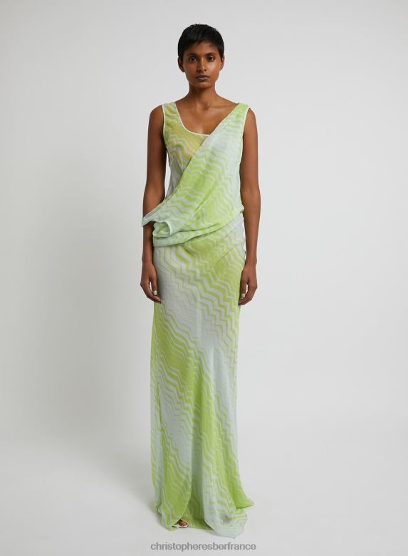 robe débardeur drapée 4680H59 chevron/imprimé vêtements Christopher Esber