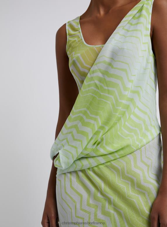 robe débardeur drapée 4680H59 chevron/imprimé vêtements Christopher Esber