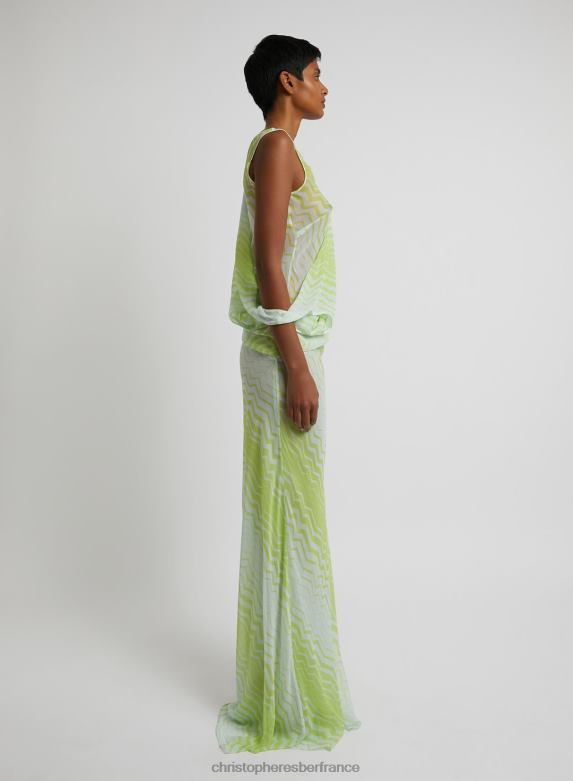 robe débardeur drapée 4680H59 chevron/imprimé vêtements Christopher Esber