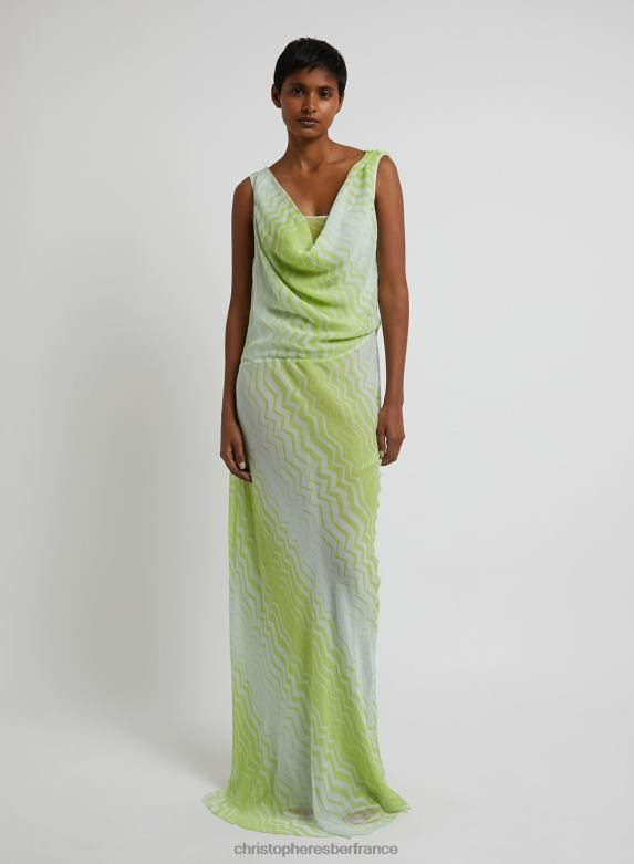 robe débardeur drapée 4680H59 chevron/imprimé vêtements Christopher Esber