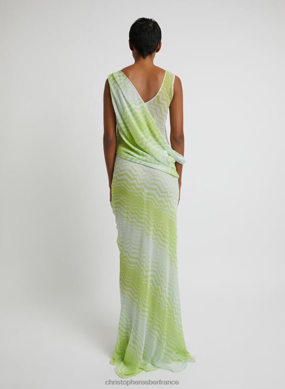 robe débardeur drapée 4680H59 chevron/imprimé vêtements Christopher Esber