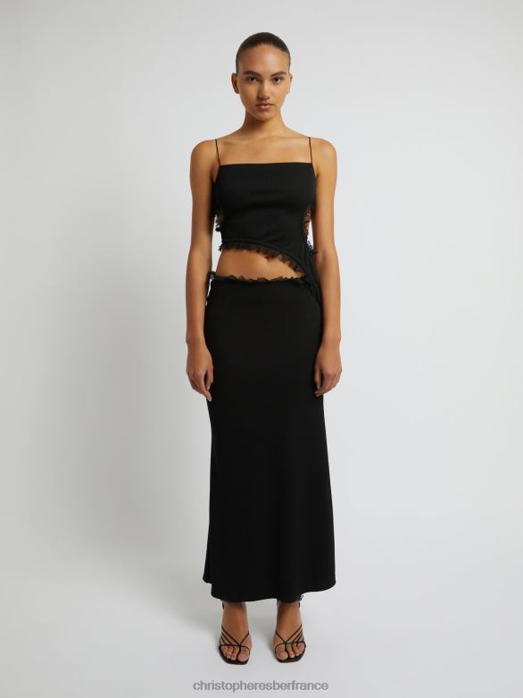 robe débardeur inclinée en interlink carina 4680H64 noir vêtements Christopher Esber