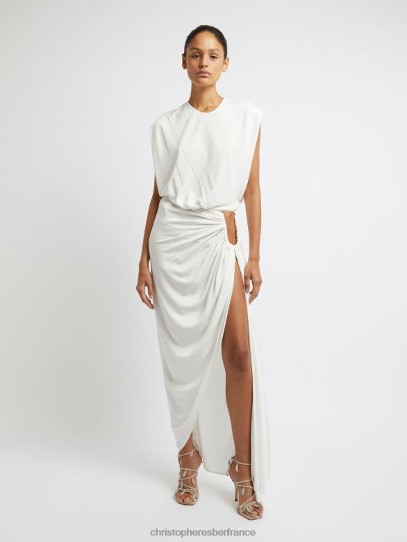 robe débardeur à palmiers 4680H20 blanc vêtements Christopher Esber