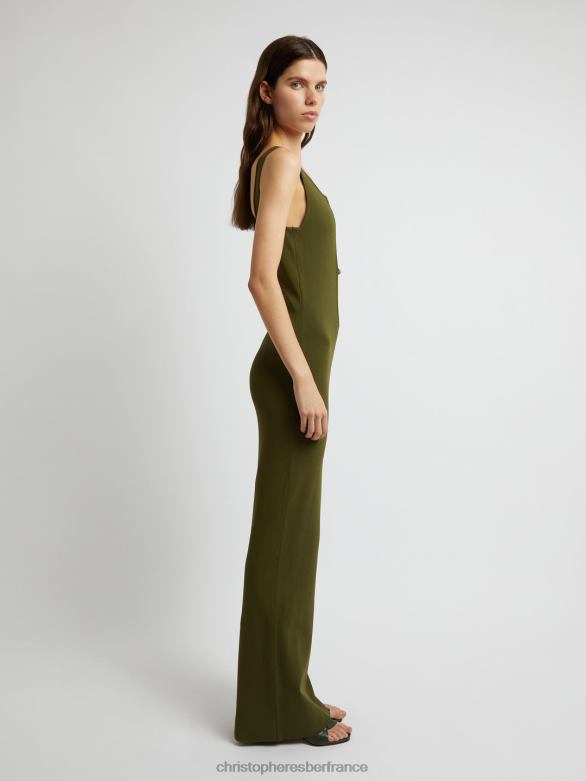 robe débardeur à treillis cristallin 4680H36 algue vêtements Christopher Esber