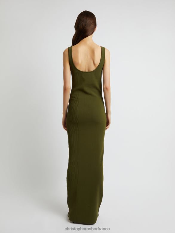 robe débardeur à treillis cristallin 4680H36 algue vêtements Christopher Esber