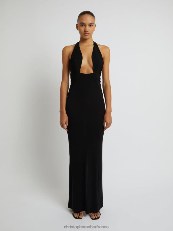 robe dos nu inclinée sur mesure 4680H49 noir vêtements Christopher Esber