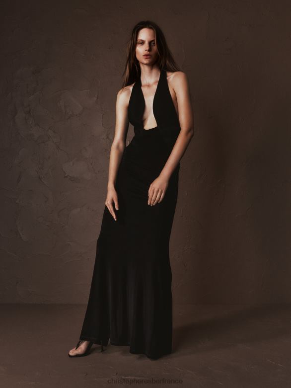 robe dos nu inclinée sur mesure 4680H49 noir vêtements Christopher Esber