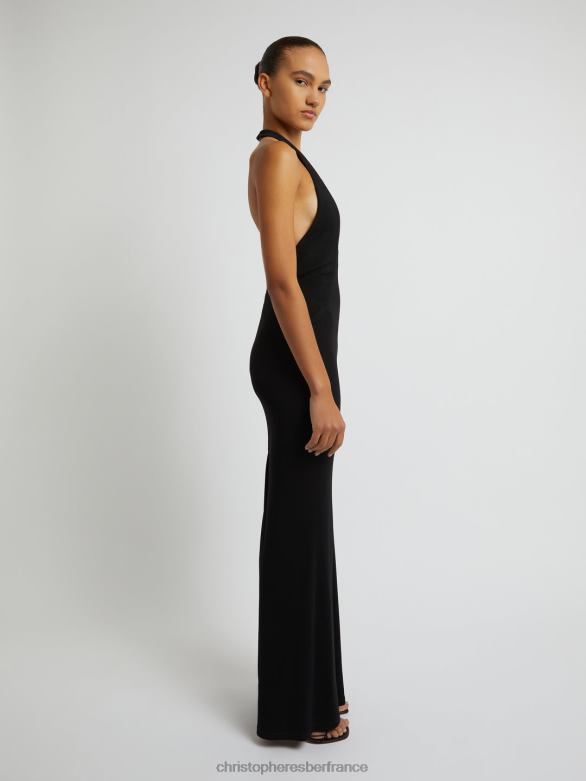 robe dos nu inclinée sur mesure 4680H49 noir vêtements Christopher Esber
