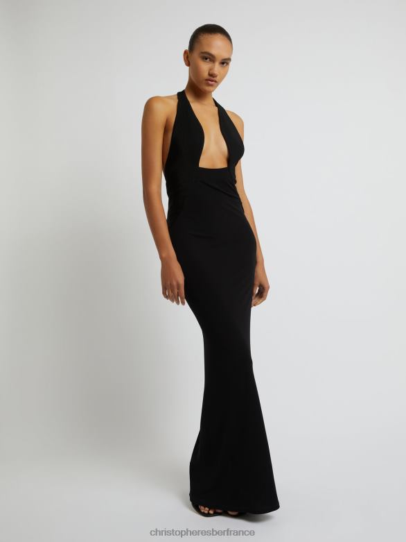 robe dos nu inclinée sur mesure 4680H49 noir vêtements Christopher Esber