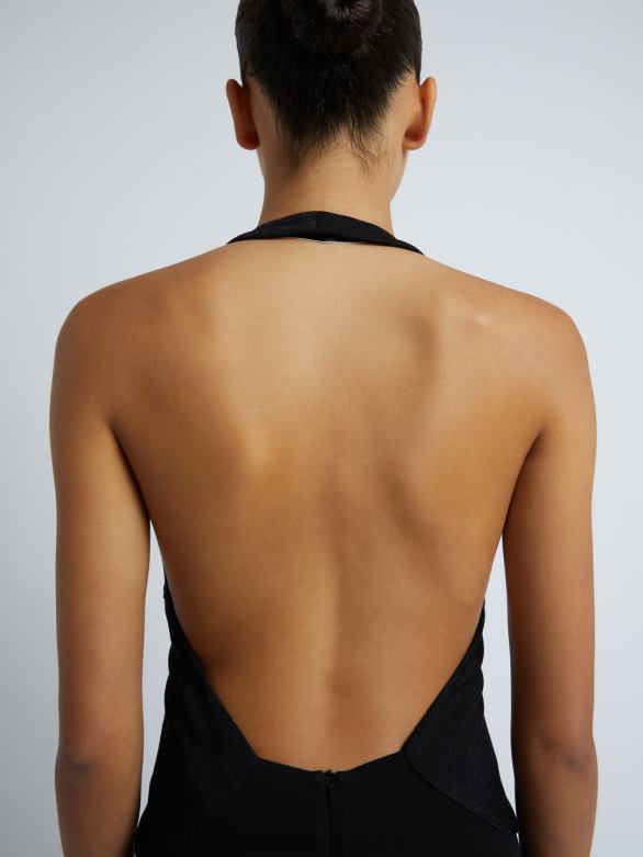 robe dos nu inclinée sur mesure 4680H49 noir vêtements Christopher Esber