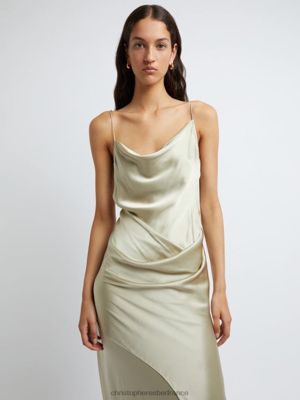 robe drapée à chutes verdoyantes 4680H11 mastic vêtements Christopher Esber