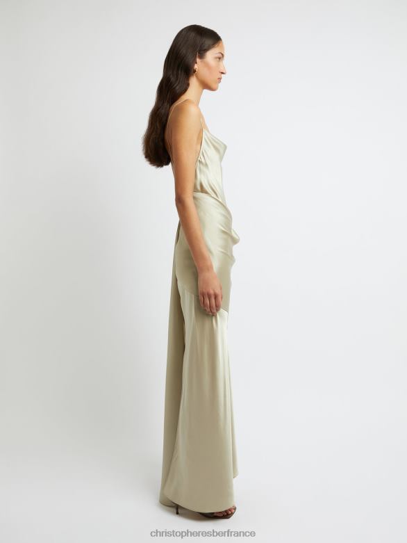 robe drapée à chutes verdoyantes 4680H11 mastic vêtements Christopher Esber