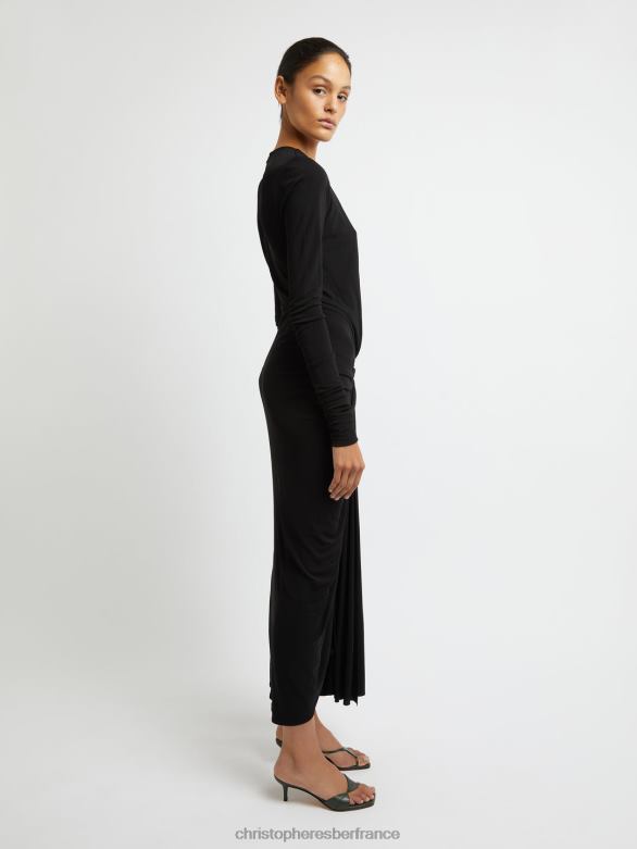 robe drapée à paume arquée 4680H42 noir vêtements Christopher Esber