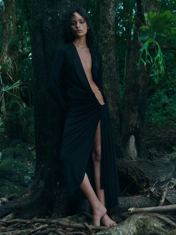 robe drapée à paume arquée 4680H42 noir vêtements Christopher Esber