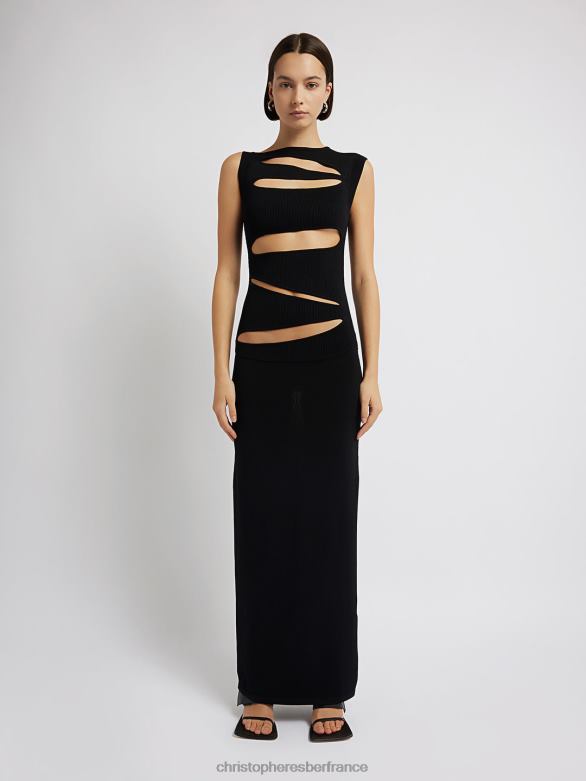 robe en maille fendue 4680H46 noir vêtements Christopher Esber