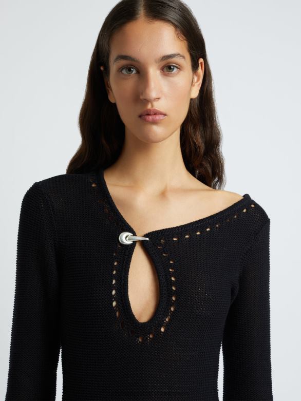 robe en maille pointelle à manches longues 4680H56 noir vêtements Christopher Esber