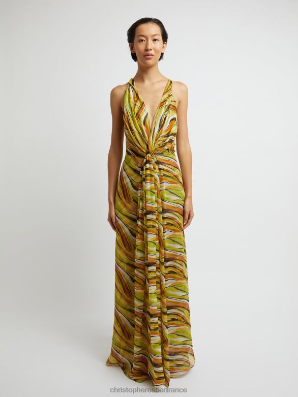 robe en soie entrelacée folia 4680H7 psych/folia/imprimé vêtements Christopher Esber